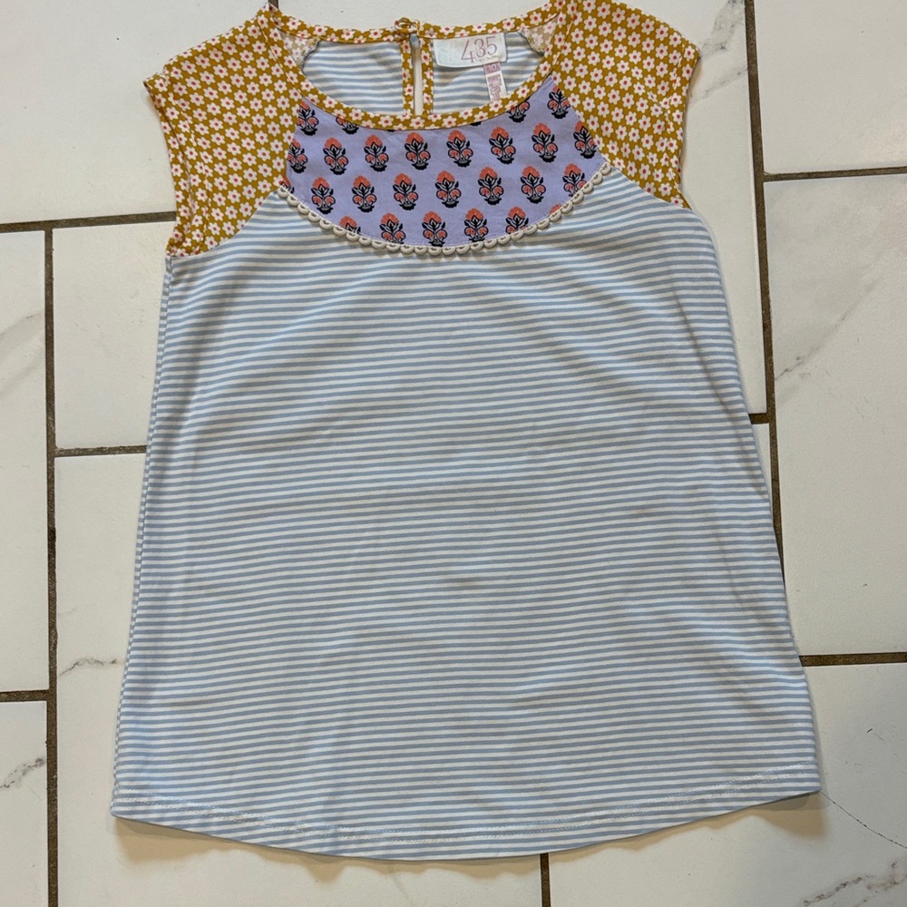 Matilda Jane Multicolor Floral and Striped Tank Top - EUC, size 10